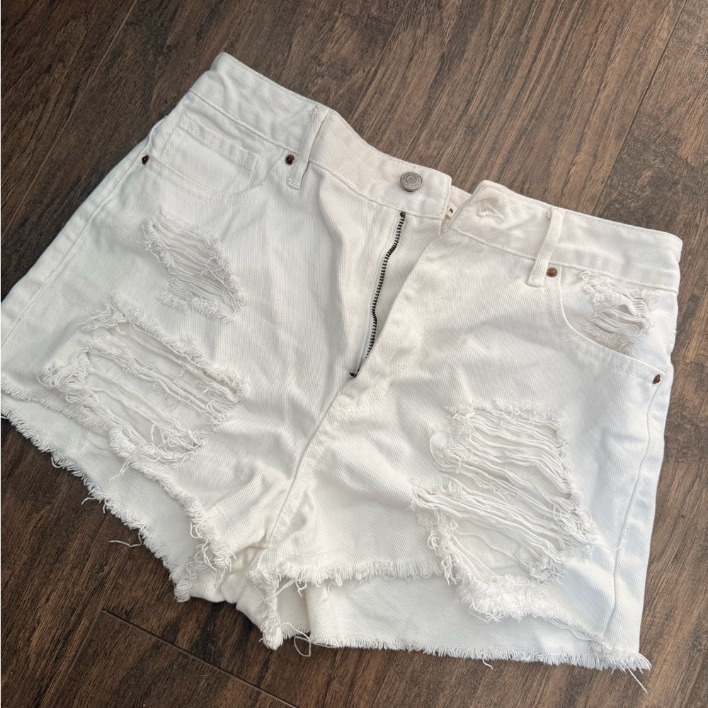 PacSun White Ripped Jean Shorts